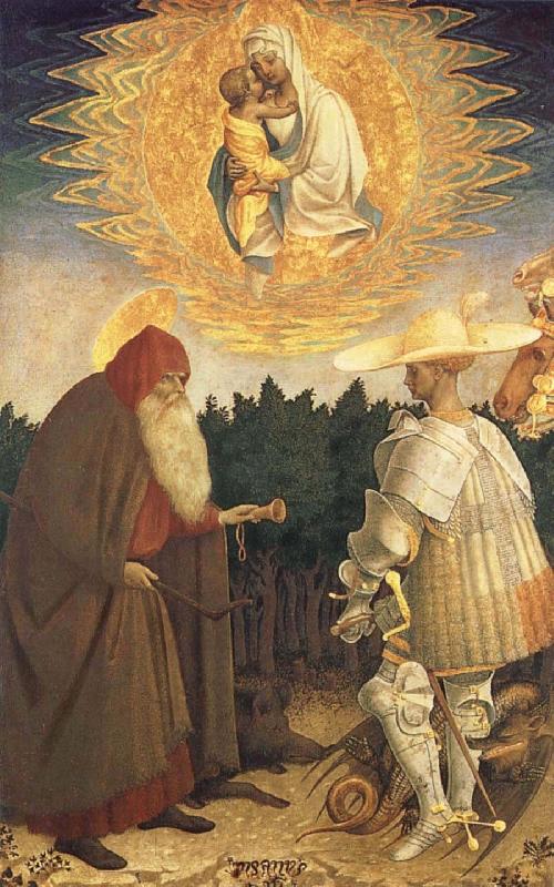 Antonio Pisanello Virgin and child with St. Goran and St Antonius